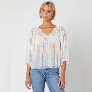 Free People White Sheer Blouse